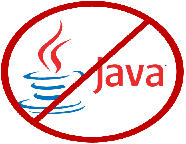 Java logo with a no symbol