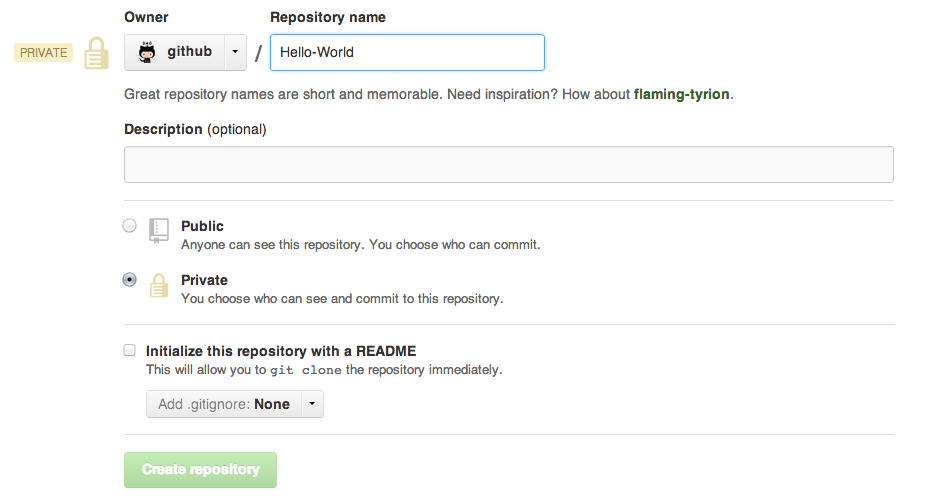 How to create a new repository. Image from https://help.github.com/articles/create-a-repo