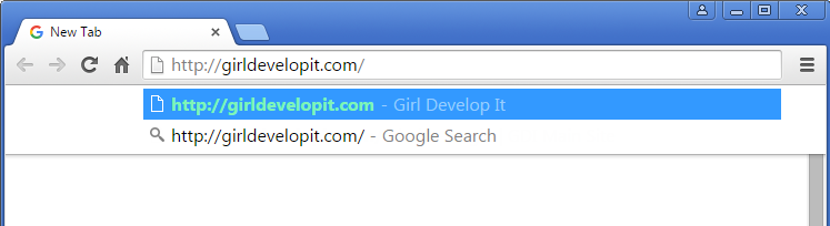 Typing girldevelopit.com into an address bar